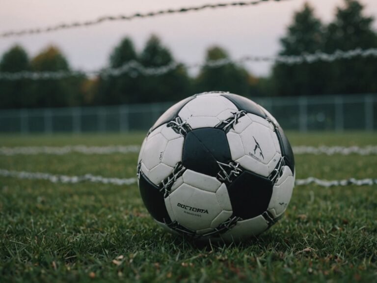 Soccer ball with barbed wire, symbolizing repression in 1978.