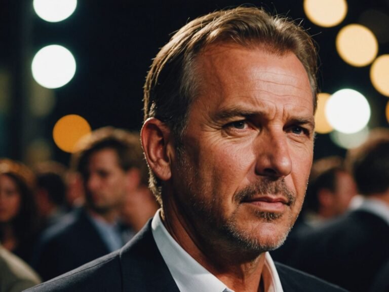 Kevin Costner at movie premiere looking disappointed